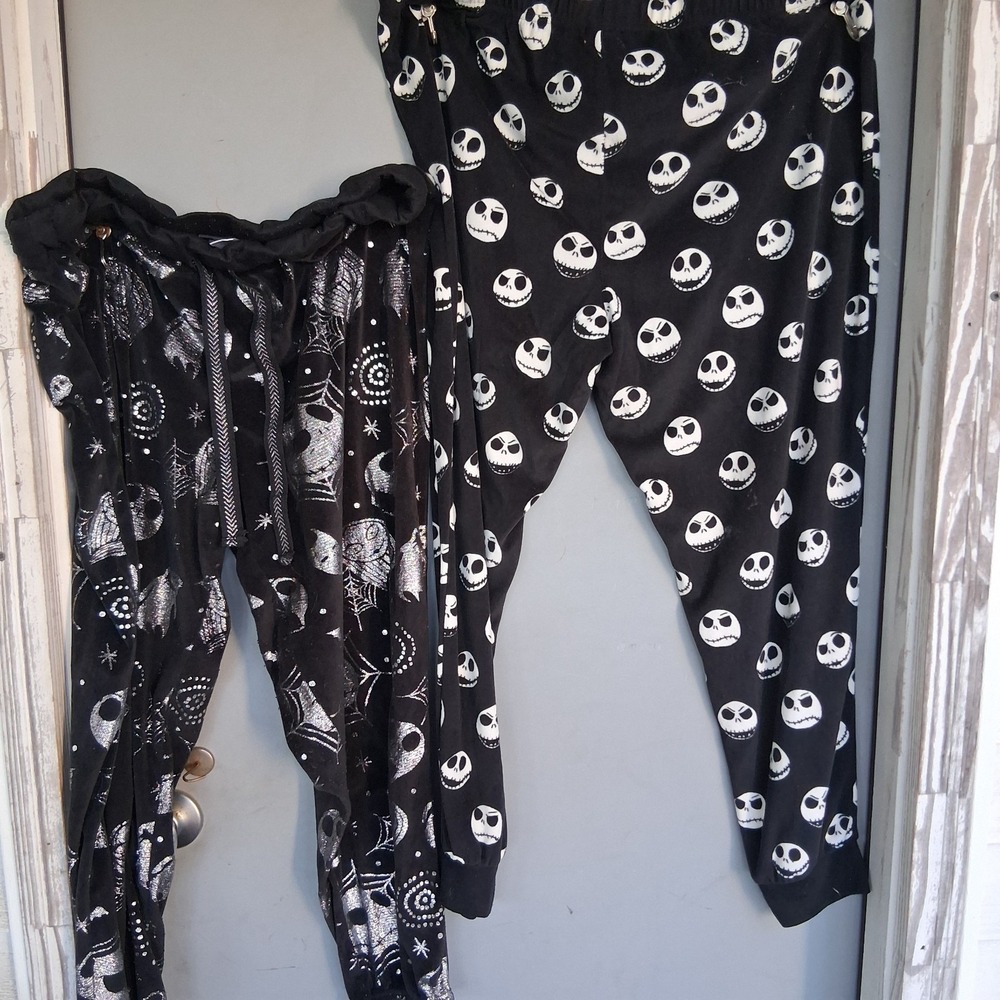 Disney NBC Nightmare Before Christmas Jack Skellington PJ Pants Lot Of 2 XL AOP